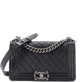 Chanel Boy Flap Bag Quilted Goatskin with  Old Medium