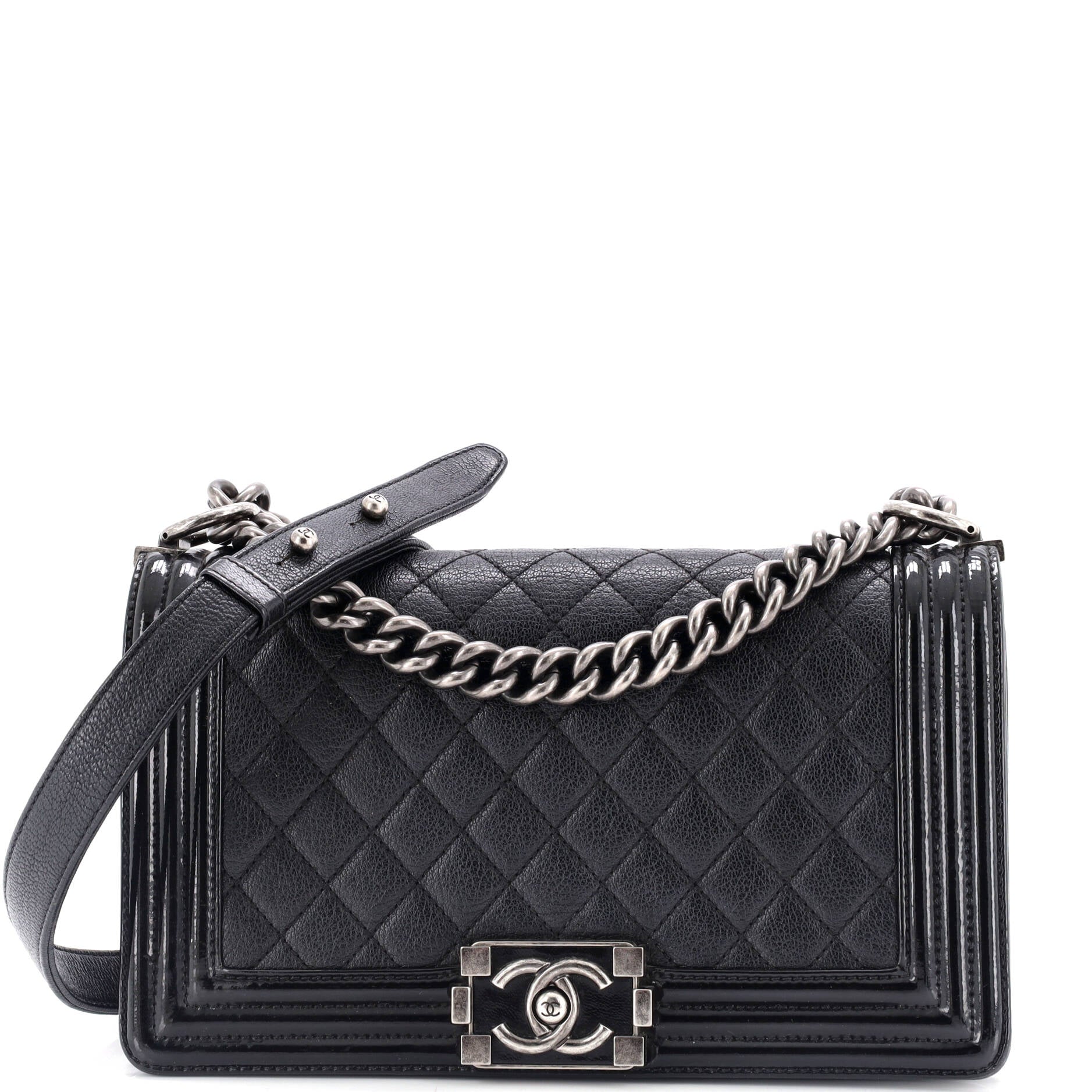 Chanel Boy Flap Bag Quilted Goatskin with  Old Medium