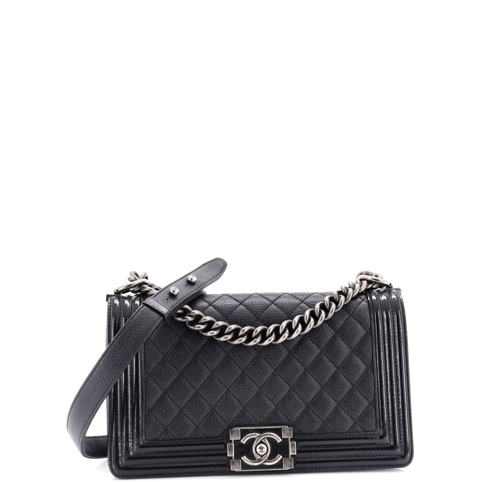 Chanel Boy Flap Bag Quilted Goatskin with  Old Medium