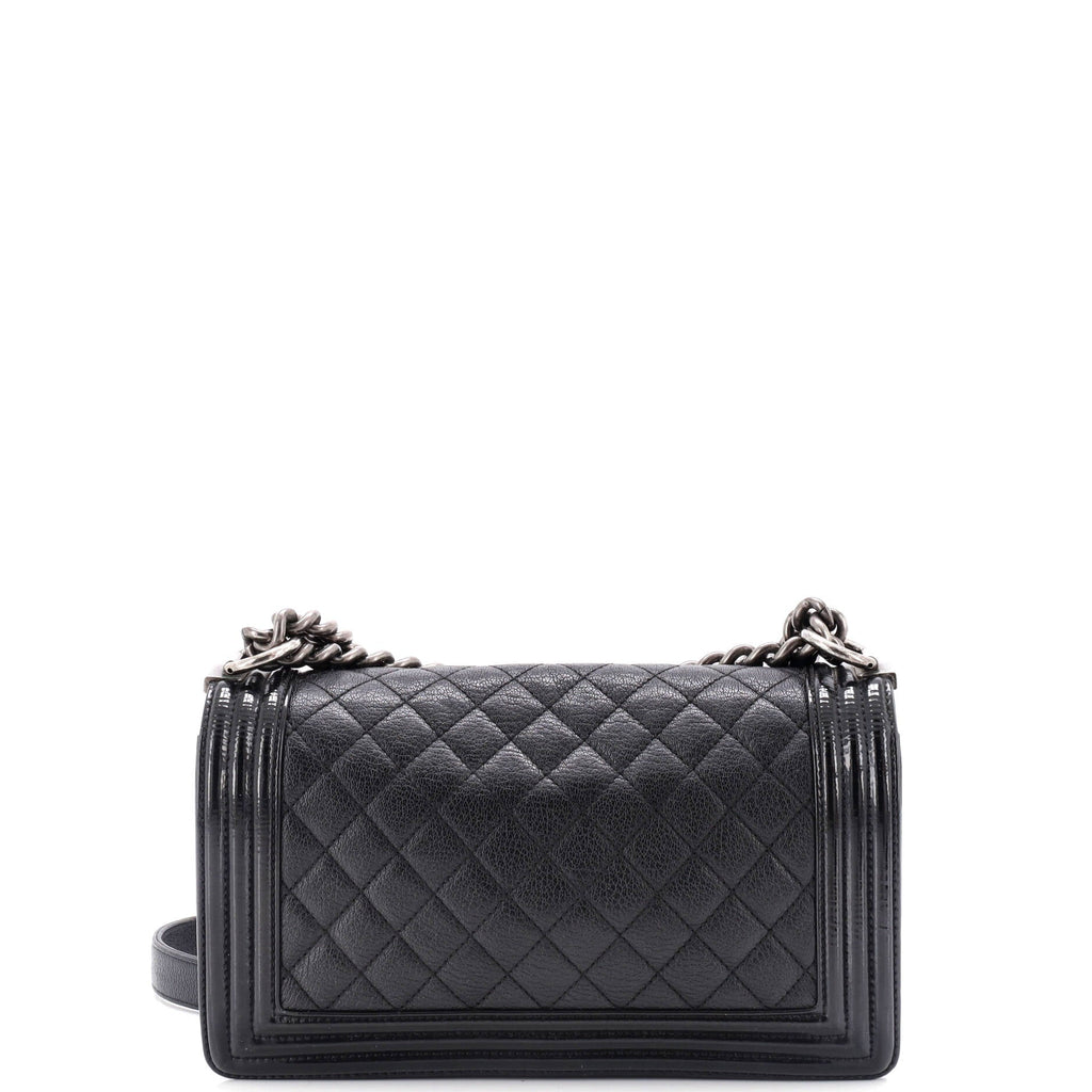 Chanel Boy Flap Bag Quilted Goatskin with  Old Medium