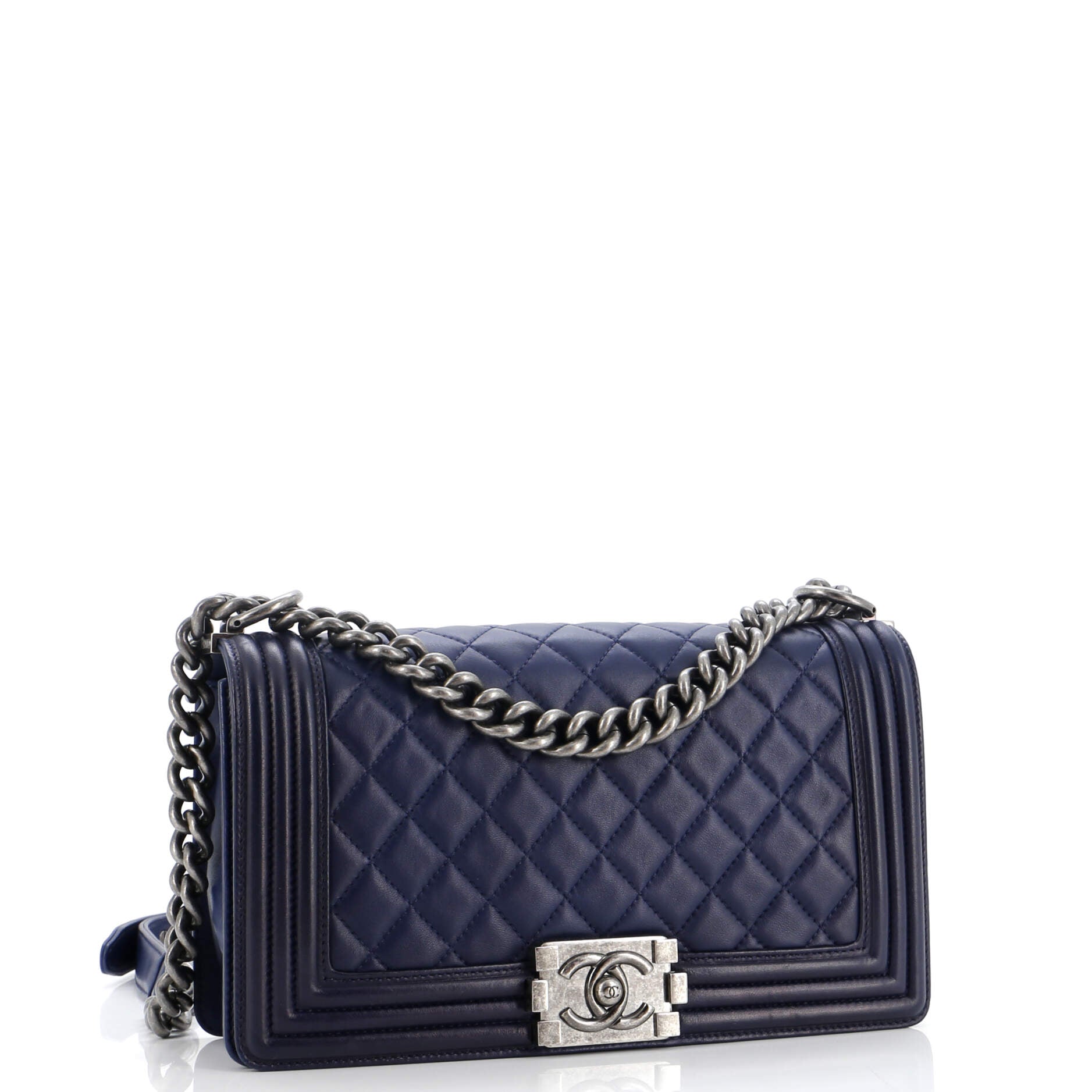 Chanel Boy Flap Bag Quilted Lambskin Old Medium