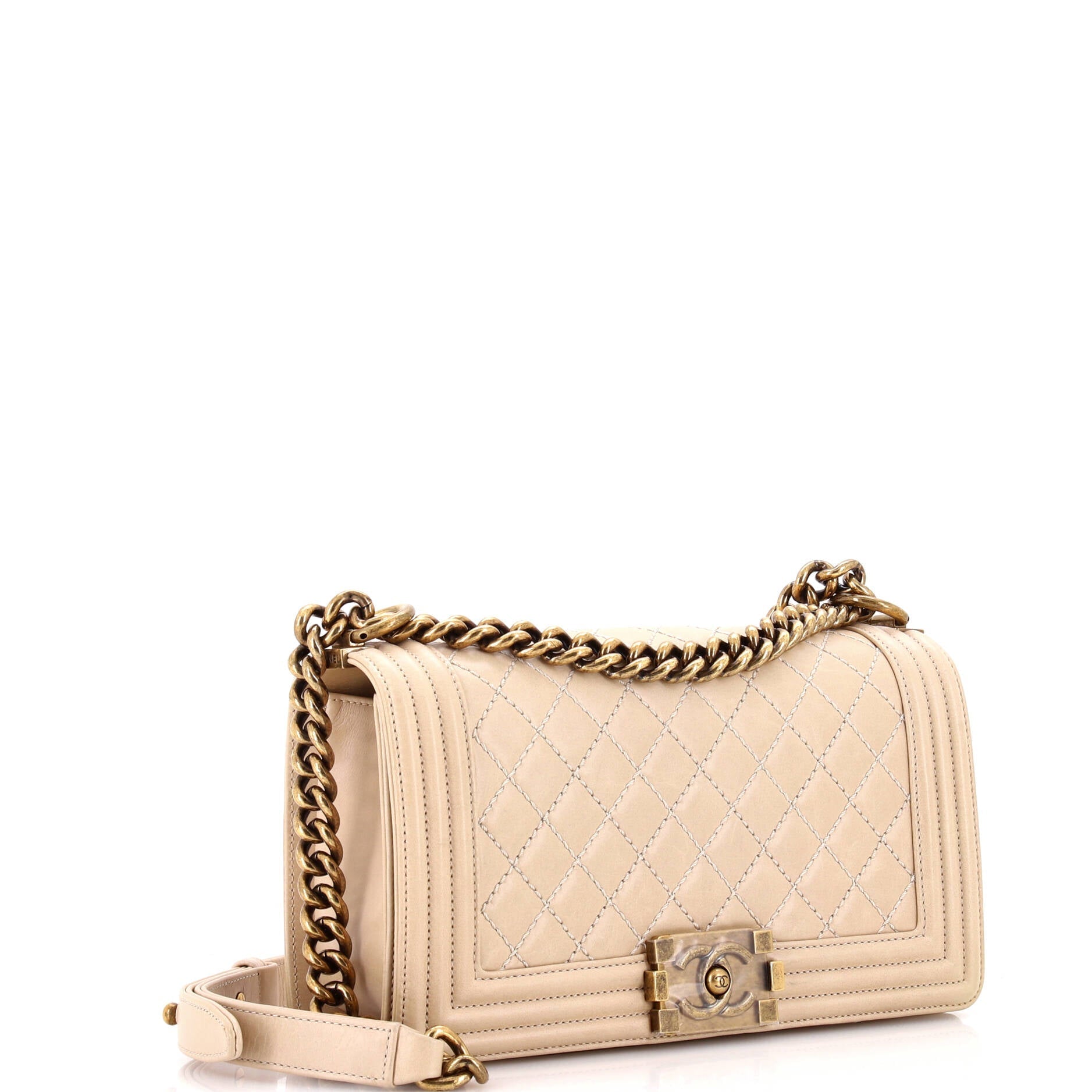 Chanel Boy Flap Bag Quilted Iridescent Calfskin Old Medium