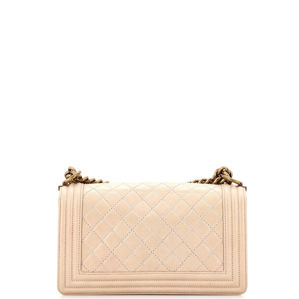 Chanel Boy Flap Bag Quilted Iridescent Calfskin Old Medium