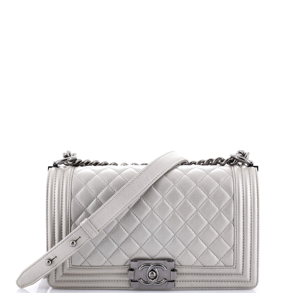 Chanel Boy Flap Bag Quilted Caviar Old Medium