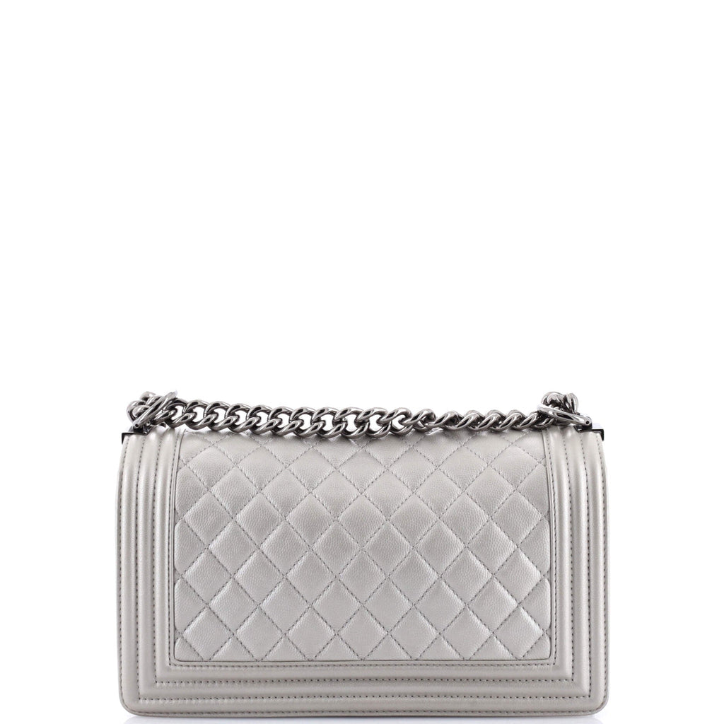 Chanel Boy Flap Bag Quilted Caviar Old Medium