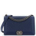 Chanel Boy Flap Bag Chevron Wrinkled Lambskin New Medium