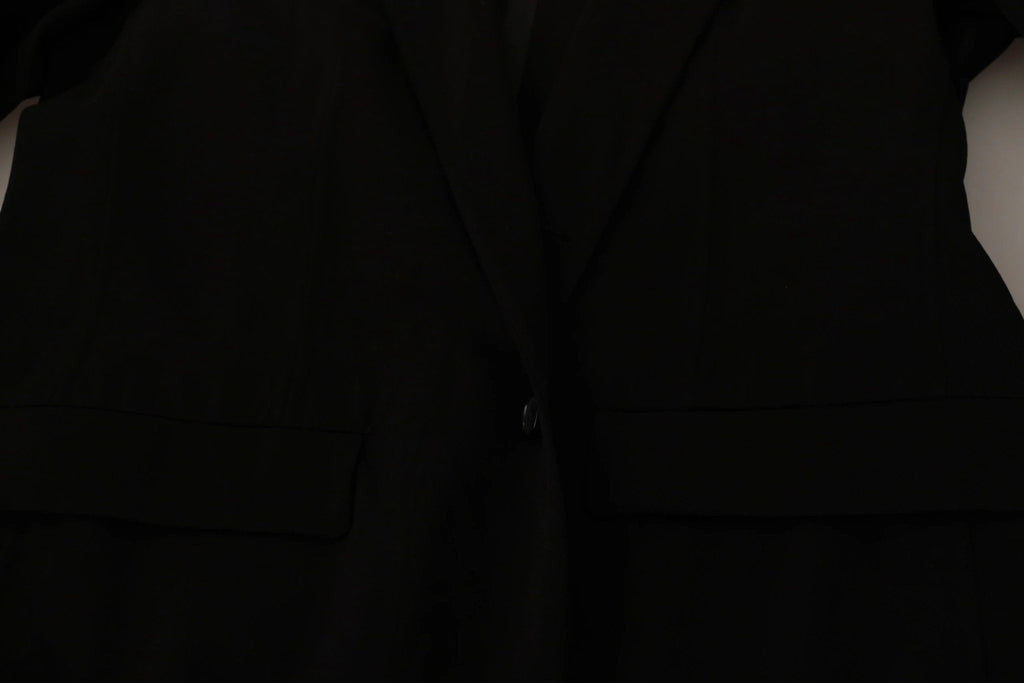 Dolce & Gabbana Black Wool Single Breasted Coat Blazer