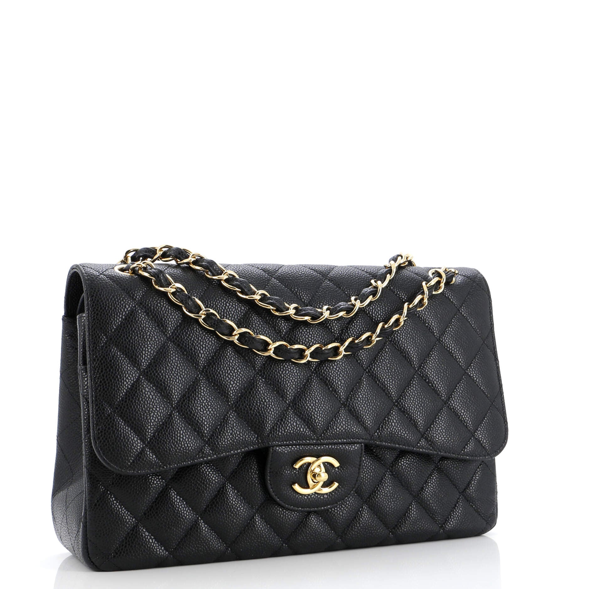 Chanel Classic Double Flap Bag Quilted Caviar Jumbo