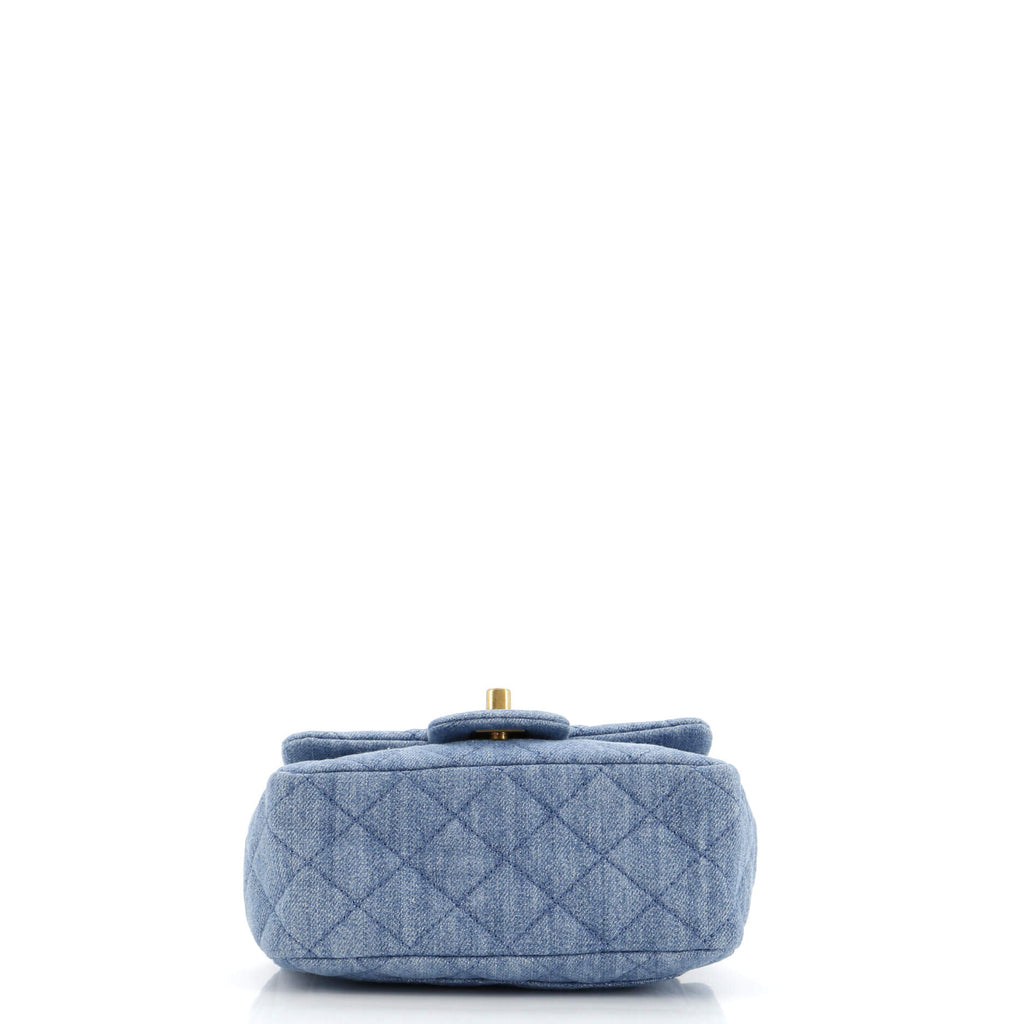 Chanel Pearl Crush Square Flap Bag Quilted Denim Mini