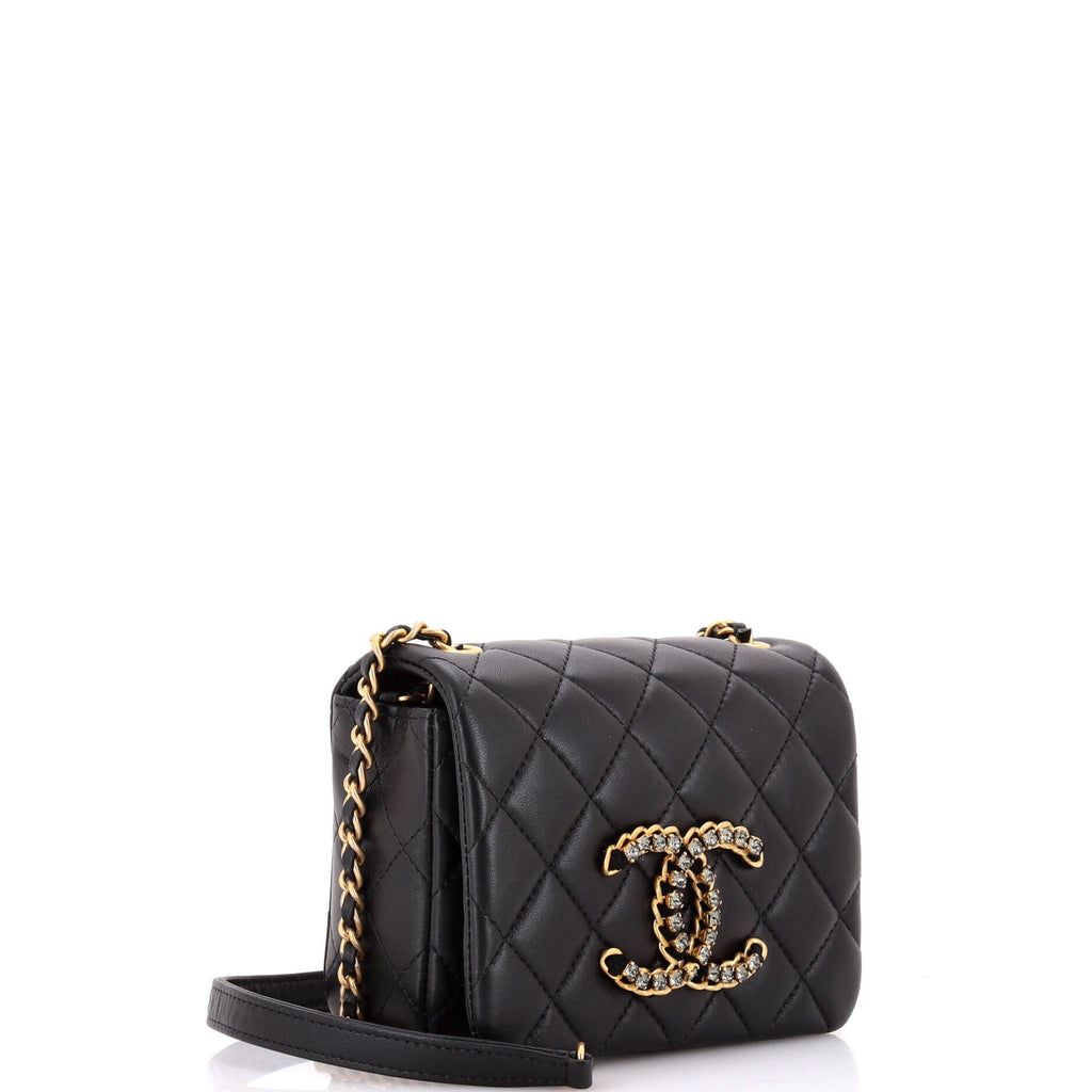Chanel Crystal CC Full Flap Bag Quilted Lambskin Mini