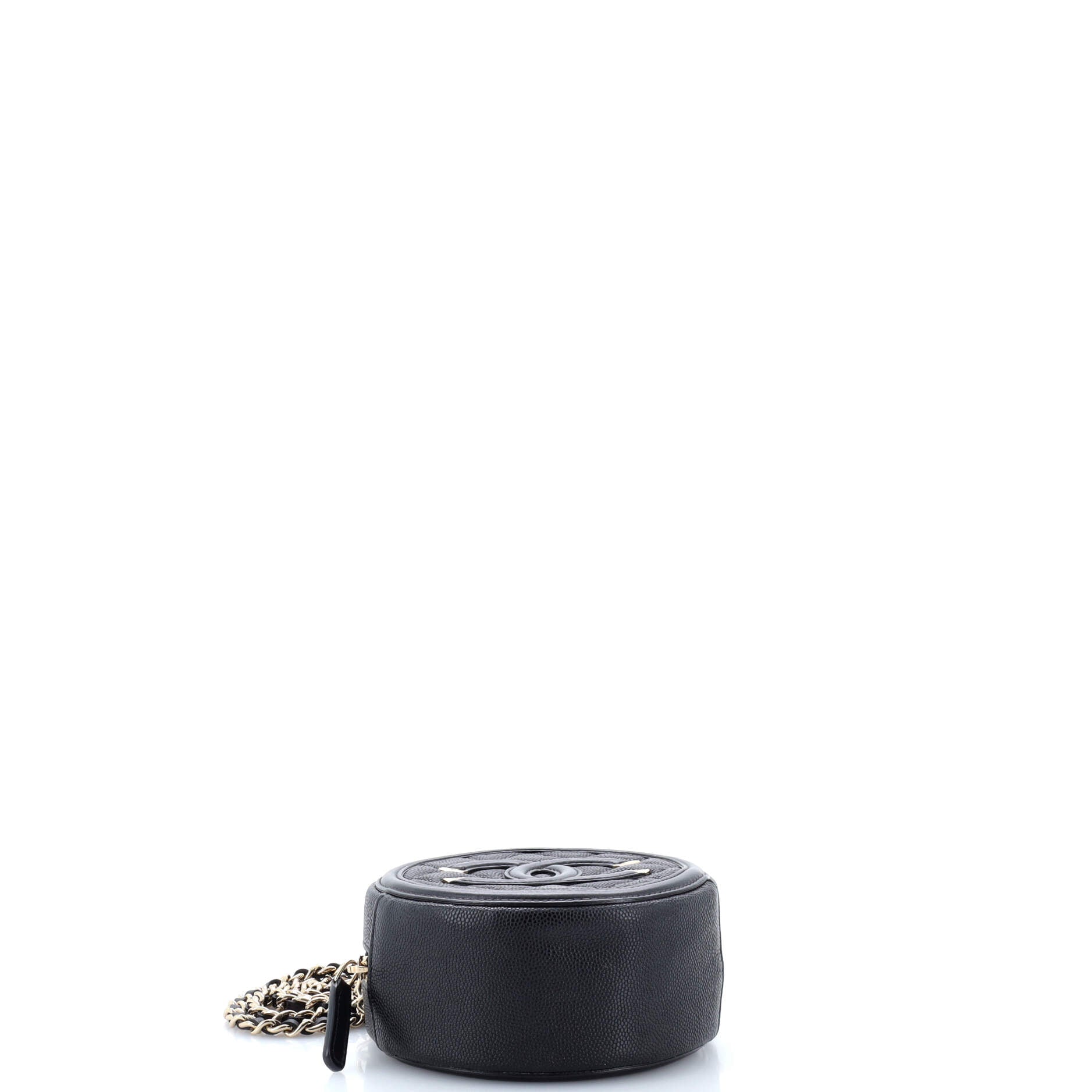 Chanel Filigree Round Clutch with Chain Quilted Caviar Mini