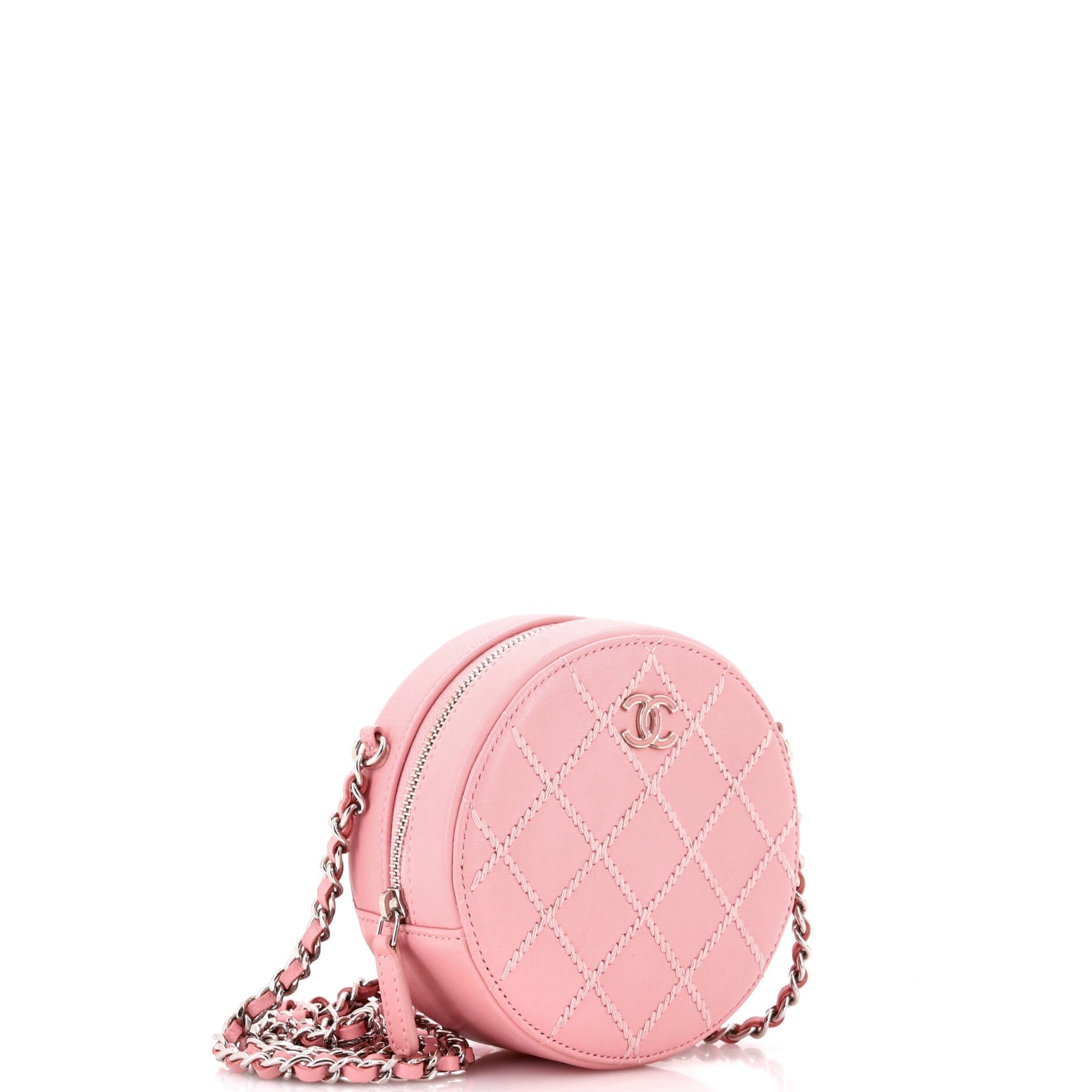 Chanel Round Clutch with Chain Stitched Lambskin Mini