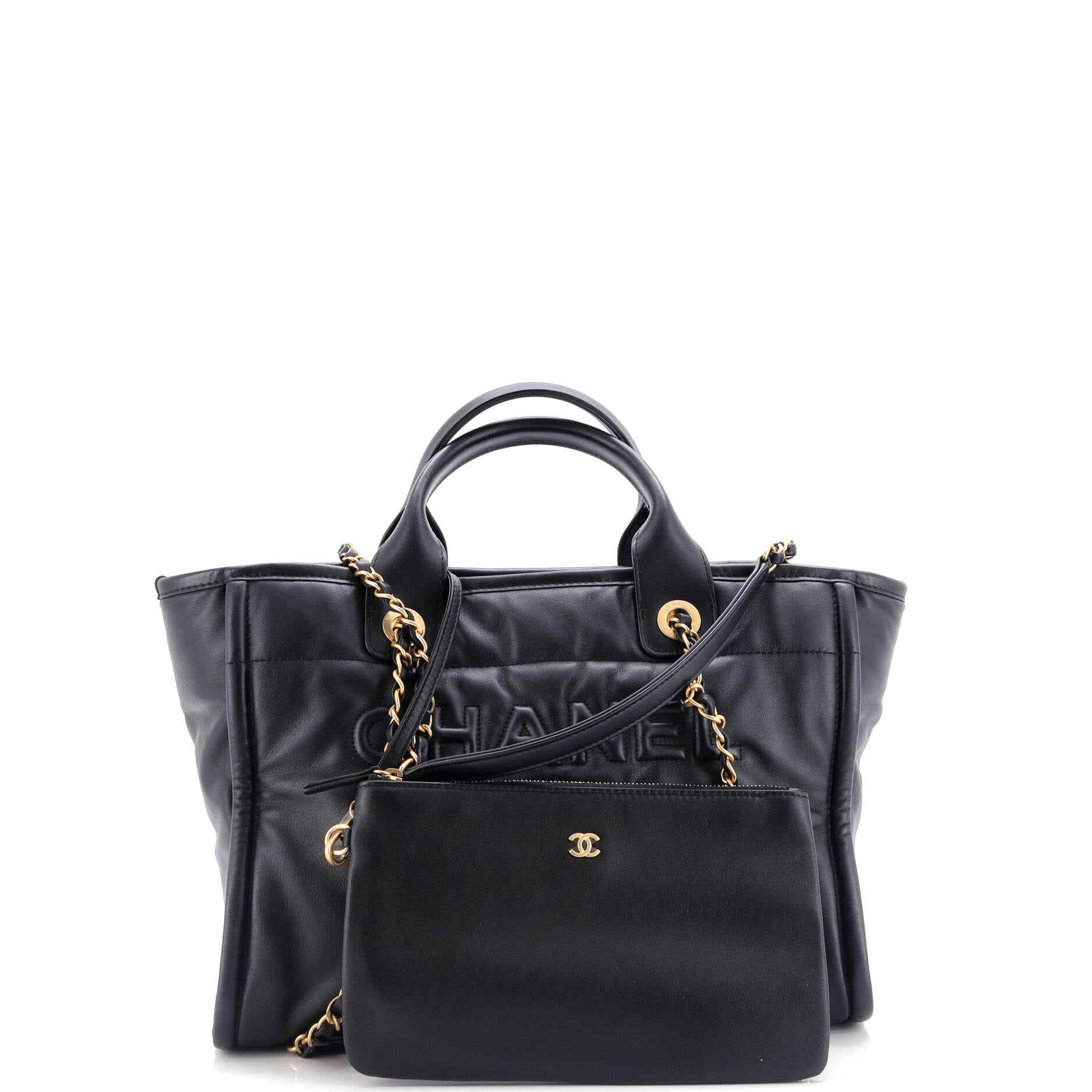 Chanel Deauville NM Tote Embossed Calfskin Small