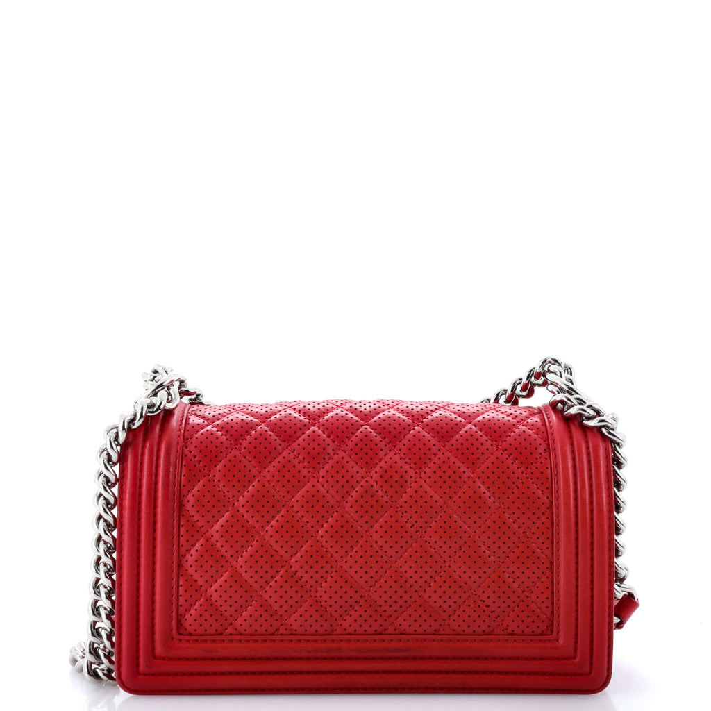 Chanel Boy Flap Bag Quilted Perforated Lambskin Old Medium