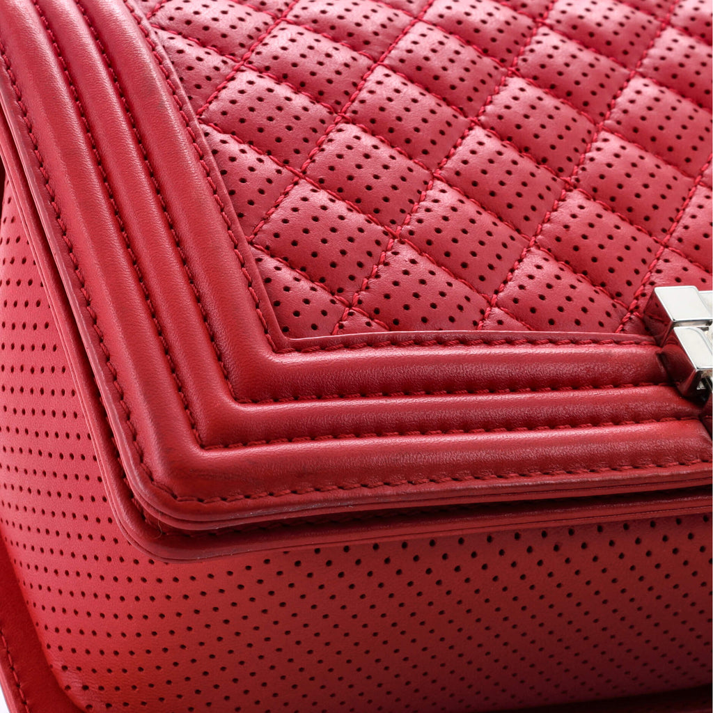 Chanel Boy Flap Bag Quilted Perforated Lambskin Old Medium