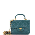 Chanel Top Handle Flap Coin Purse with Chain Quilted Lambskin