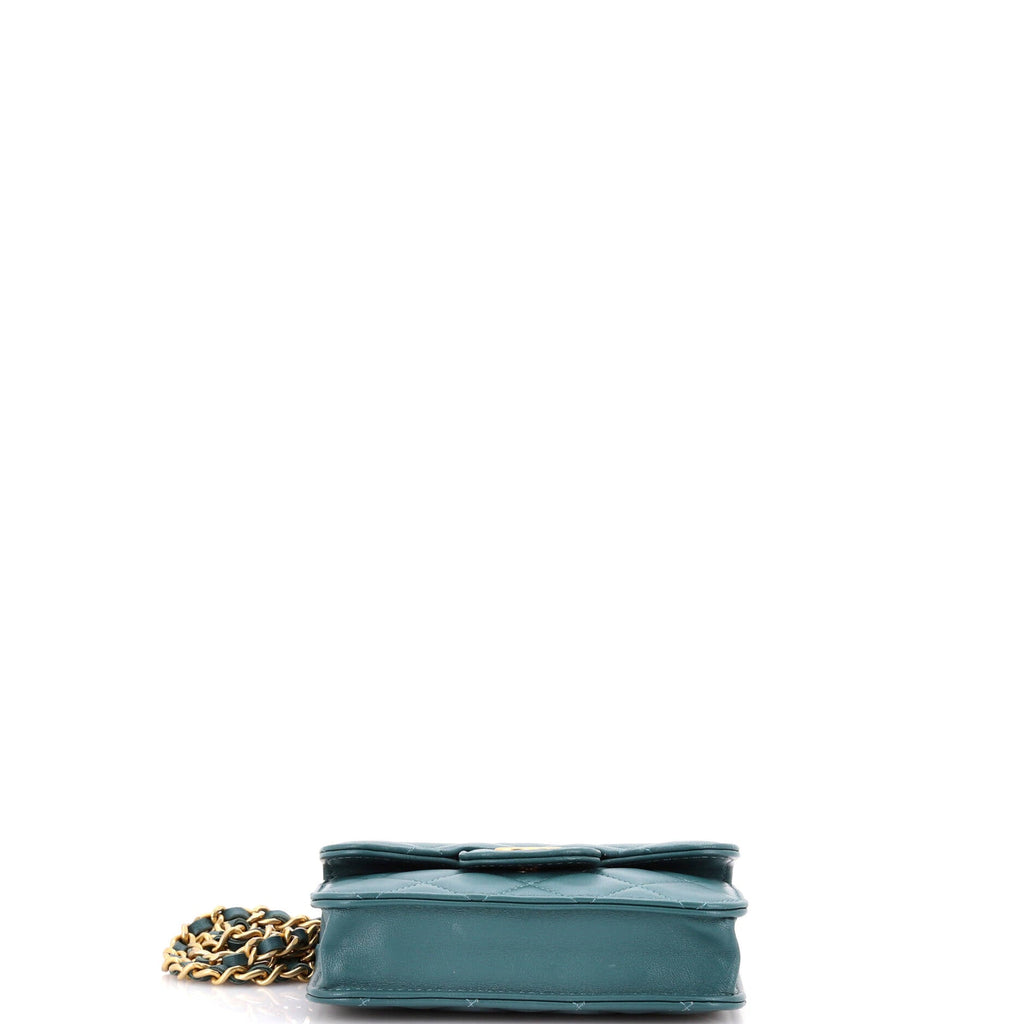 Chanel Top Handle Flap Coin Purse with Chain Quilted Lambskin