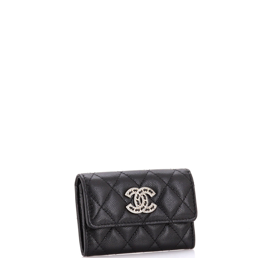 Chanel Crystal CC Flap Card Case Quilted Caviar