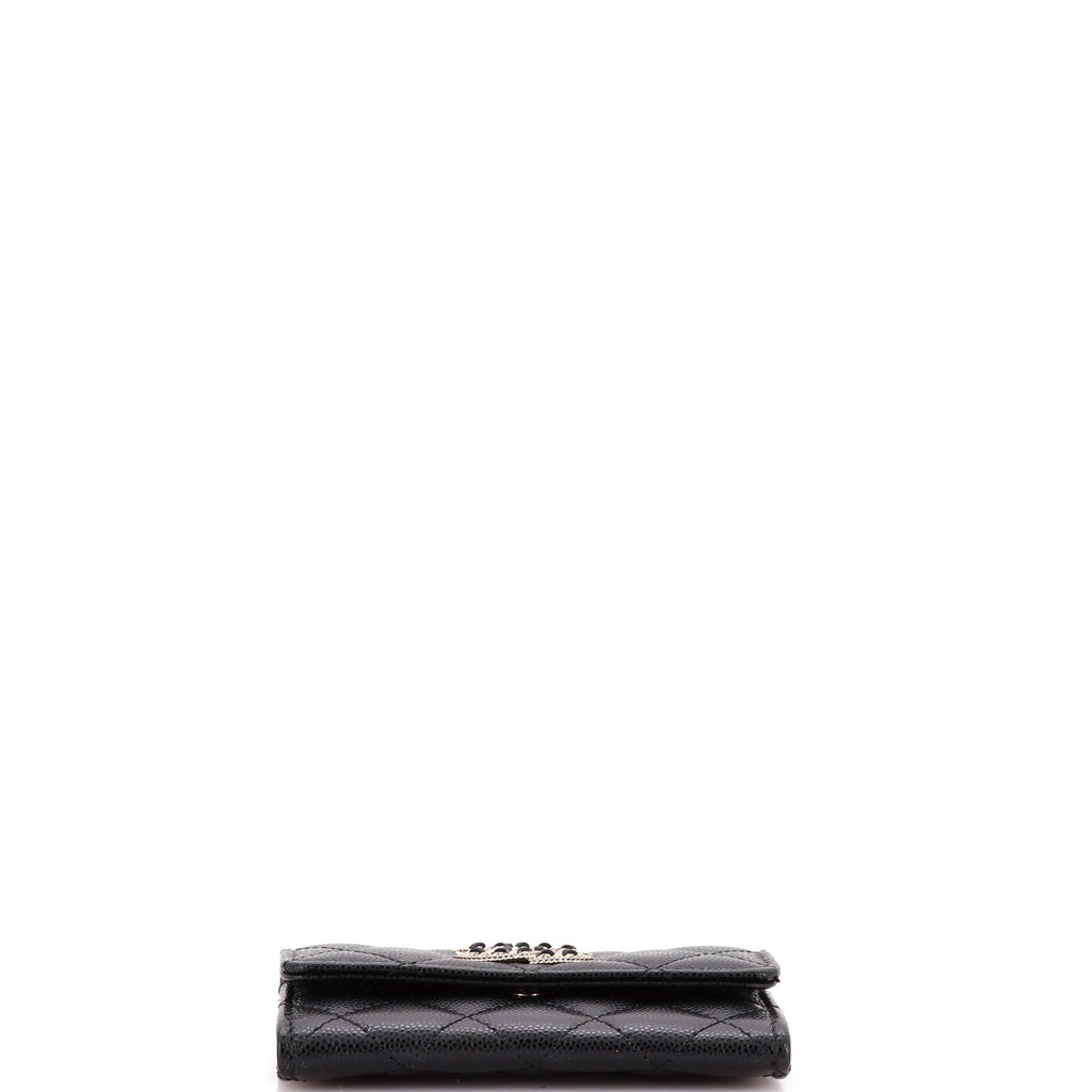 Chanel Crystal CC Flap Card Case Quilted Caviar
