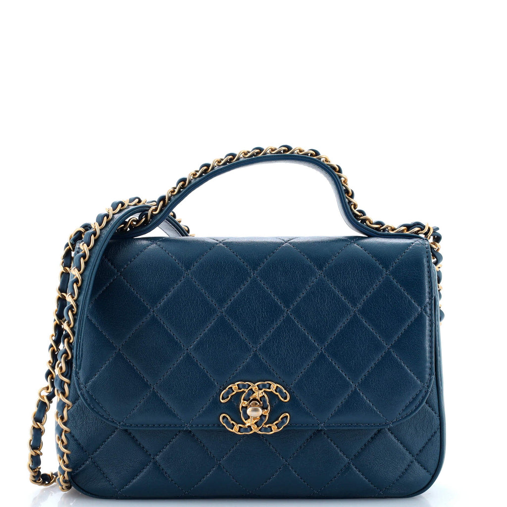 Chanel Chain Infinity Top Handle Bag Quilted Lambskin Small