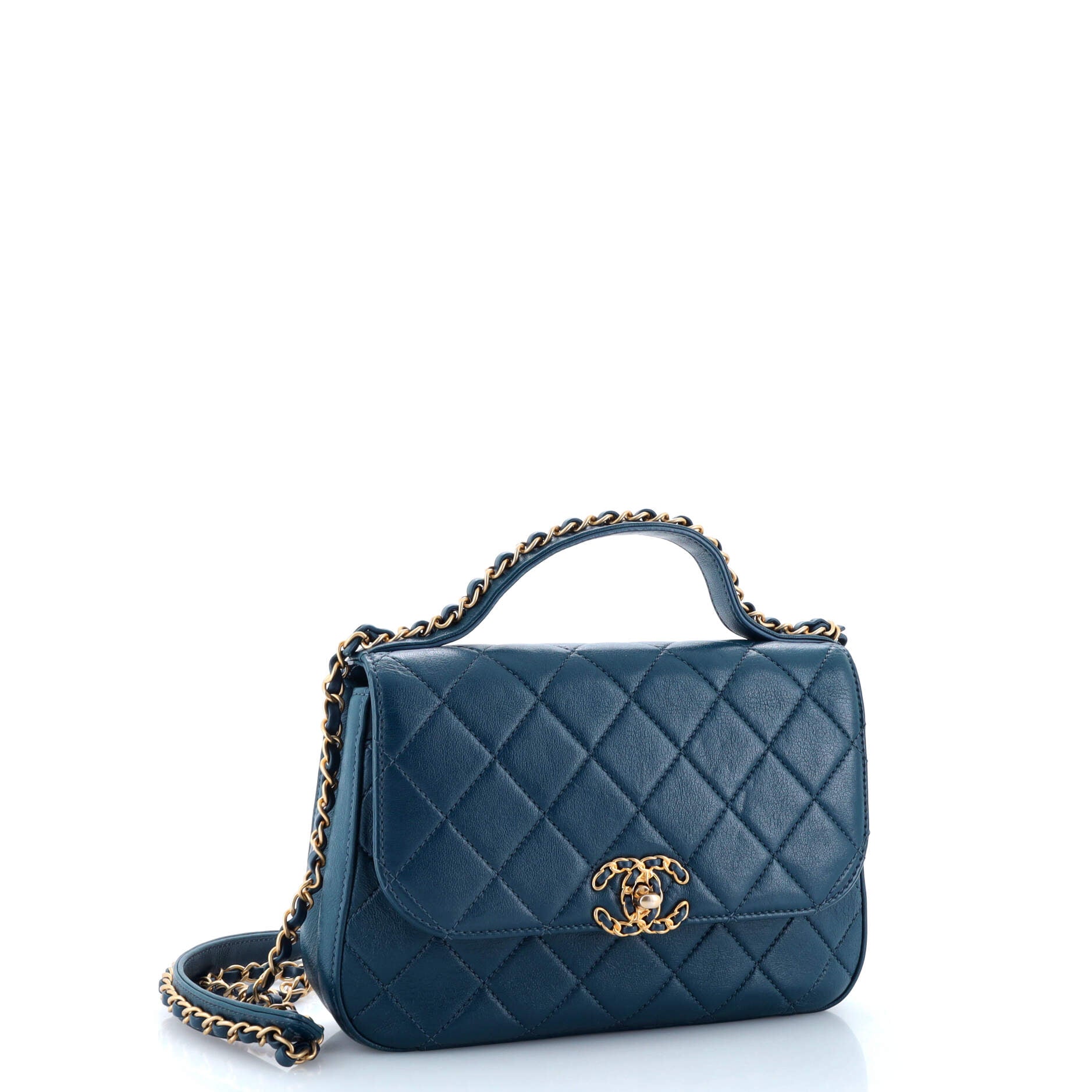 Chanel Chain Infinity Top Handle Bag Quilted Lambskin Small