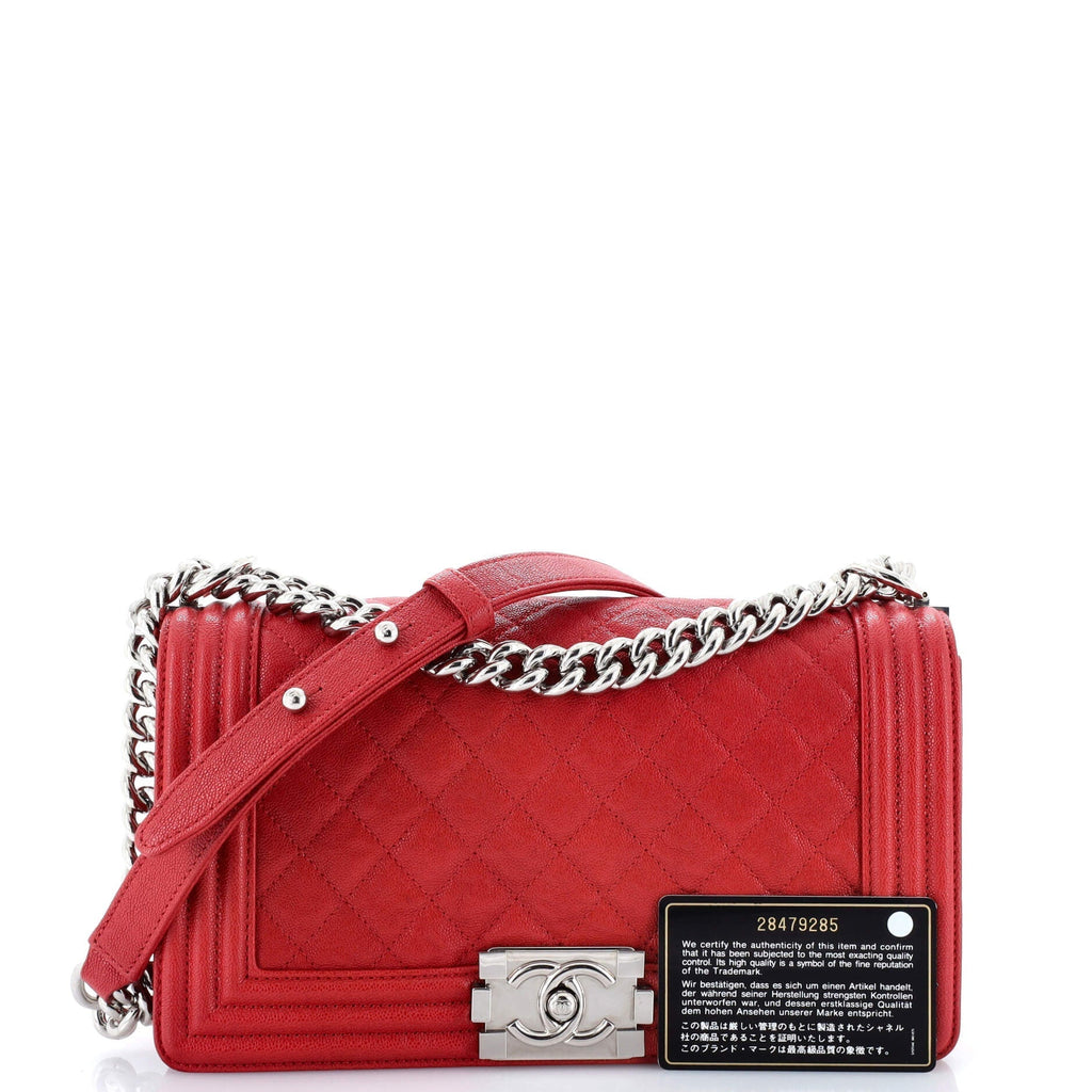 Chanel Boy Flap Bag Quilted Caviar Old Medium