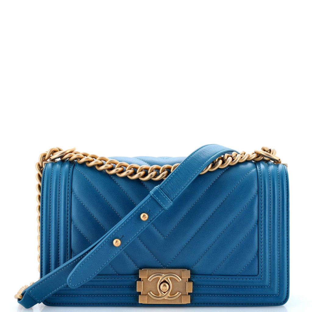 Chanel Boy Flap Bag Chevron Lambskin Old Medium