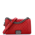 Chanel Boy Flap Bag Chevron Wrinkled Lambskin Old Medium