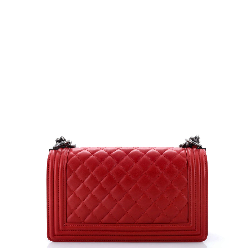 Chanel Boy Flap Bag Chevron Wrinkled Lambskin Old Medium