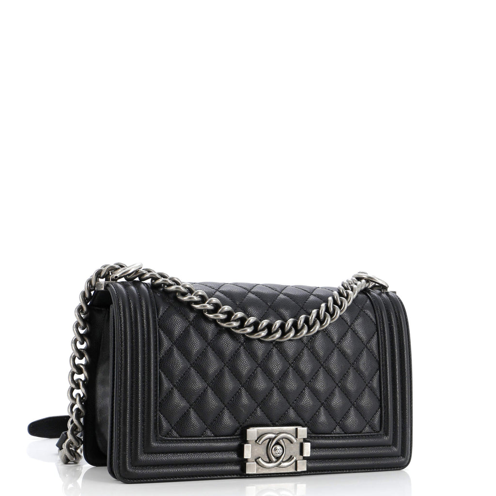 Chanel Boy Flap Bag Quilted Caviar Old Medium