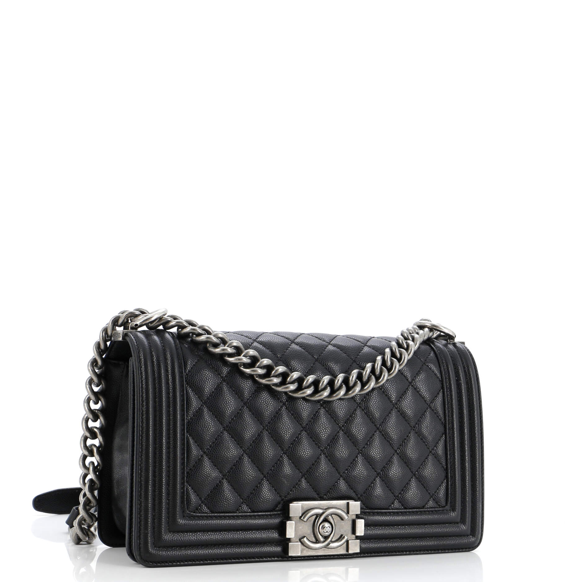 Chanel Boy Flap Bag Quilted Caviar Old Medium