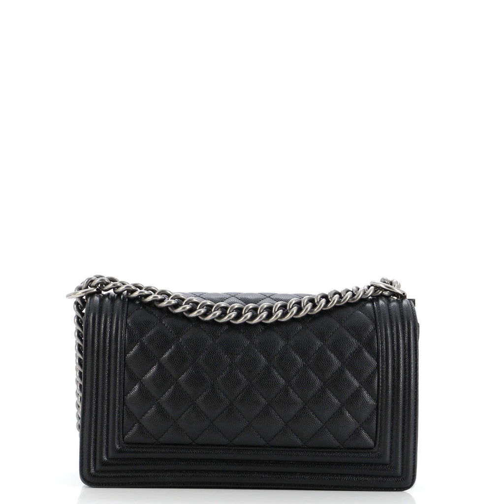 Chanel Boy Flap Bag Quilted Caviar Old Medium
