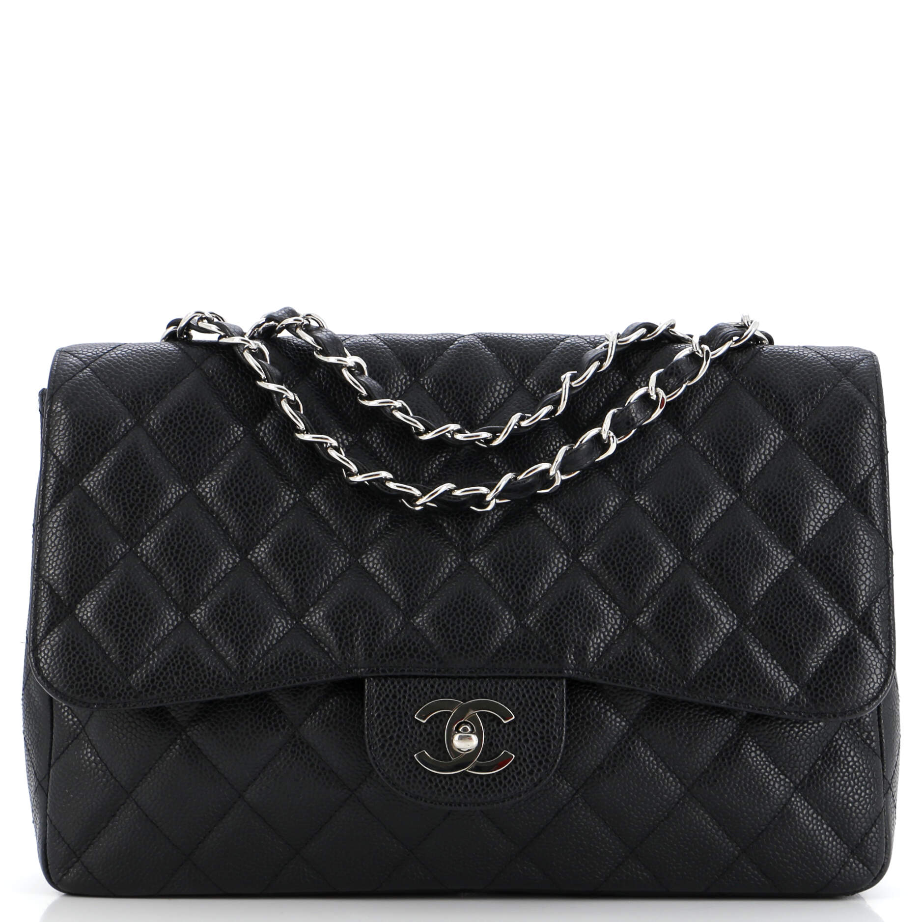 Chanel Classic Single Flap Bag Quilted Caviar Jumbo