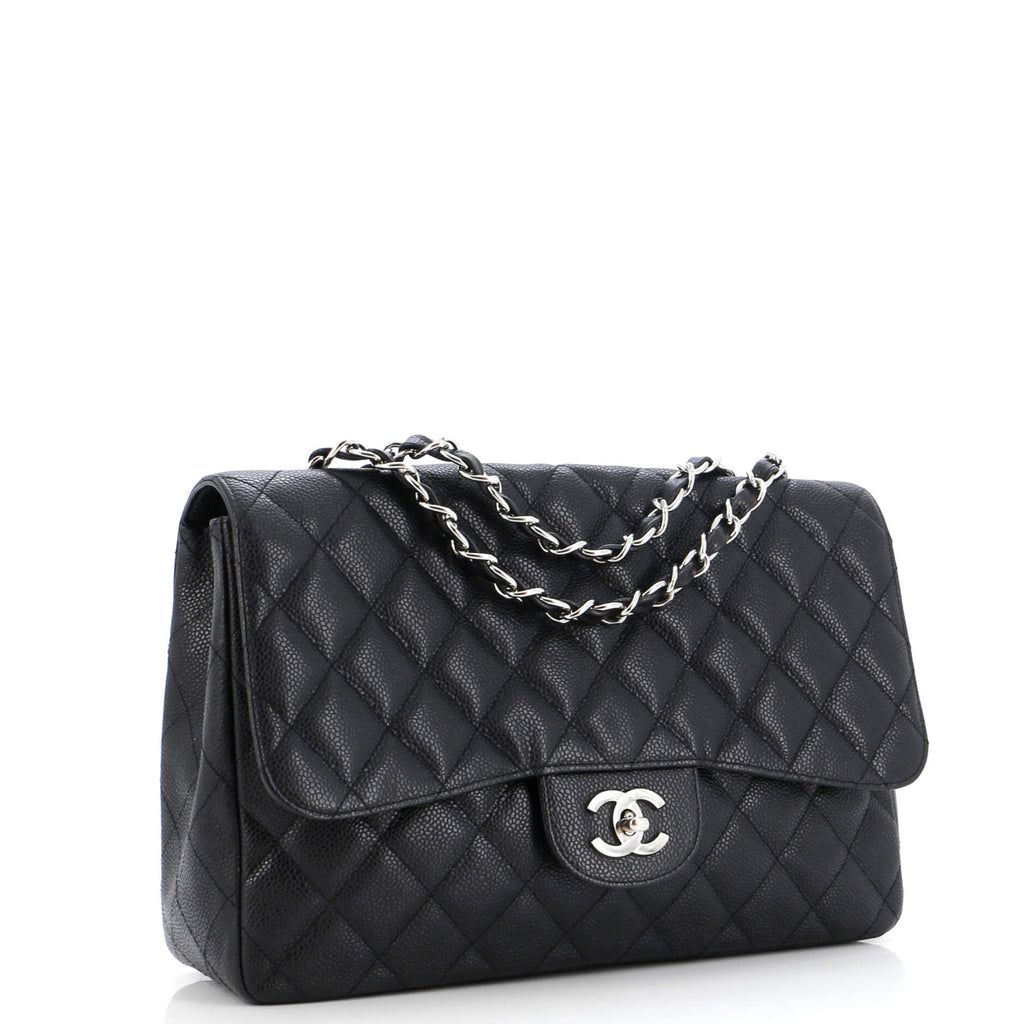 Chanel Classic Single Flap Bag Quilted Caviar Jumbo