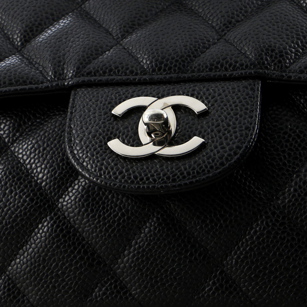 Chanel Classic Single Flap Bag Quilted Caviar Jumbo