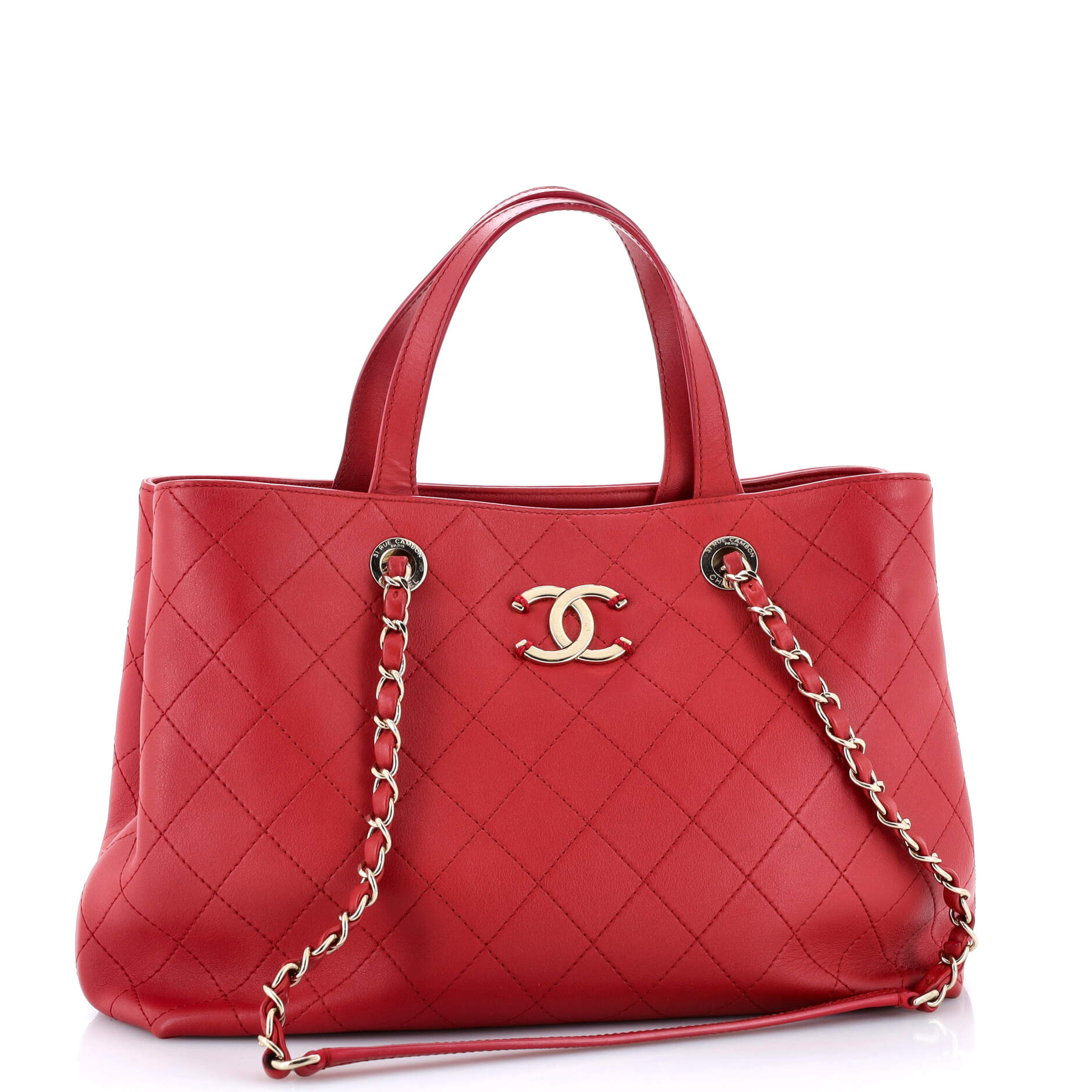 Chanel CC Shopping Tote Stitched Calfskin Large