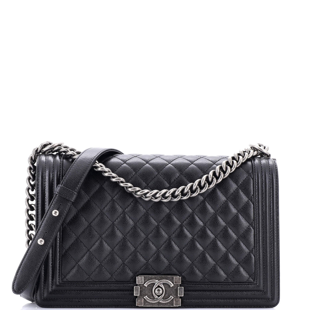 Chanel Boy Flap Bag Quilted Caviar New Medium