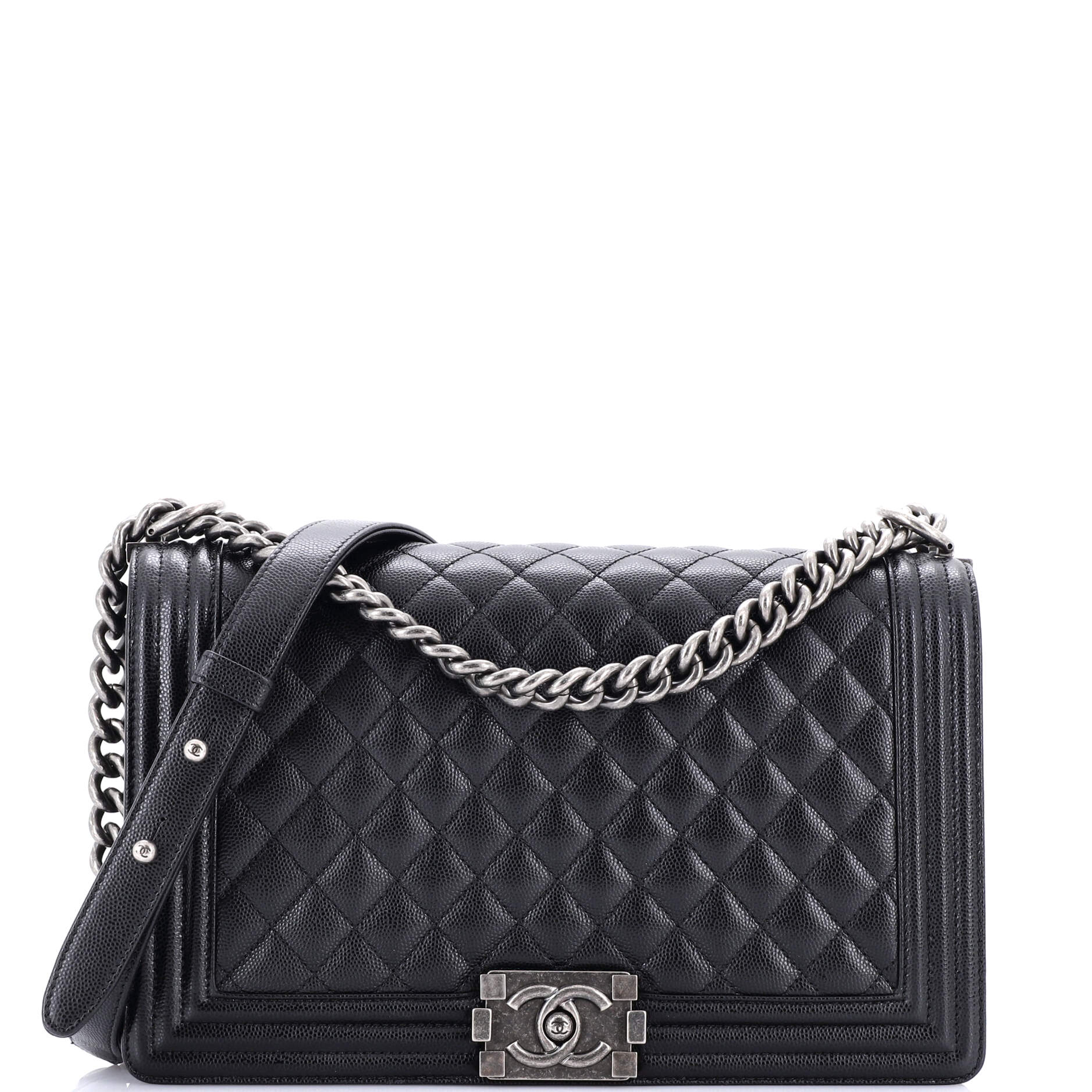 Chanel Boy Flap Bag Quilted Caviar New Medium