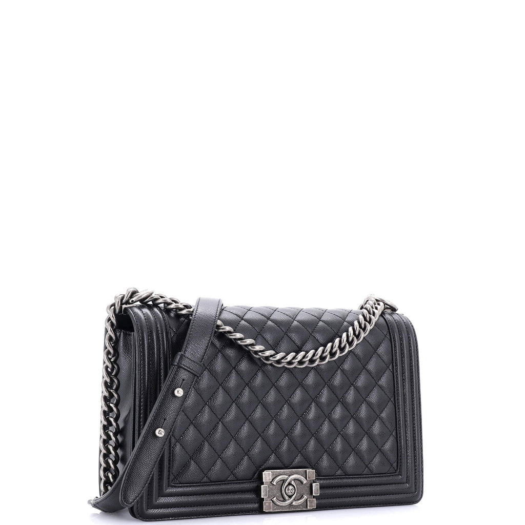 Chanel Boy Flap Bag Quilted Caviar New Medium