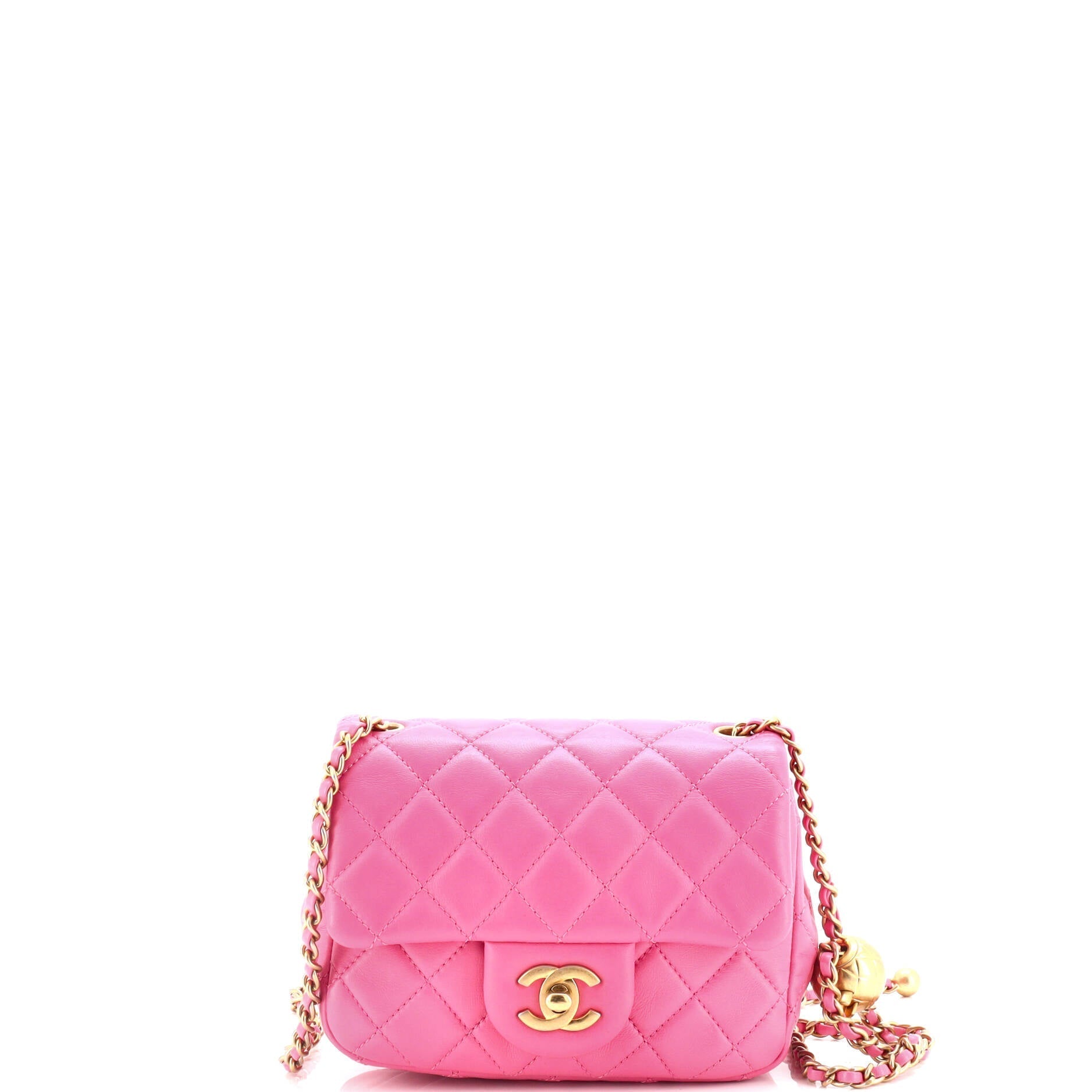 Chanel Pearl Crush Square Flap Bag Quilted Lambskin Mini