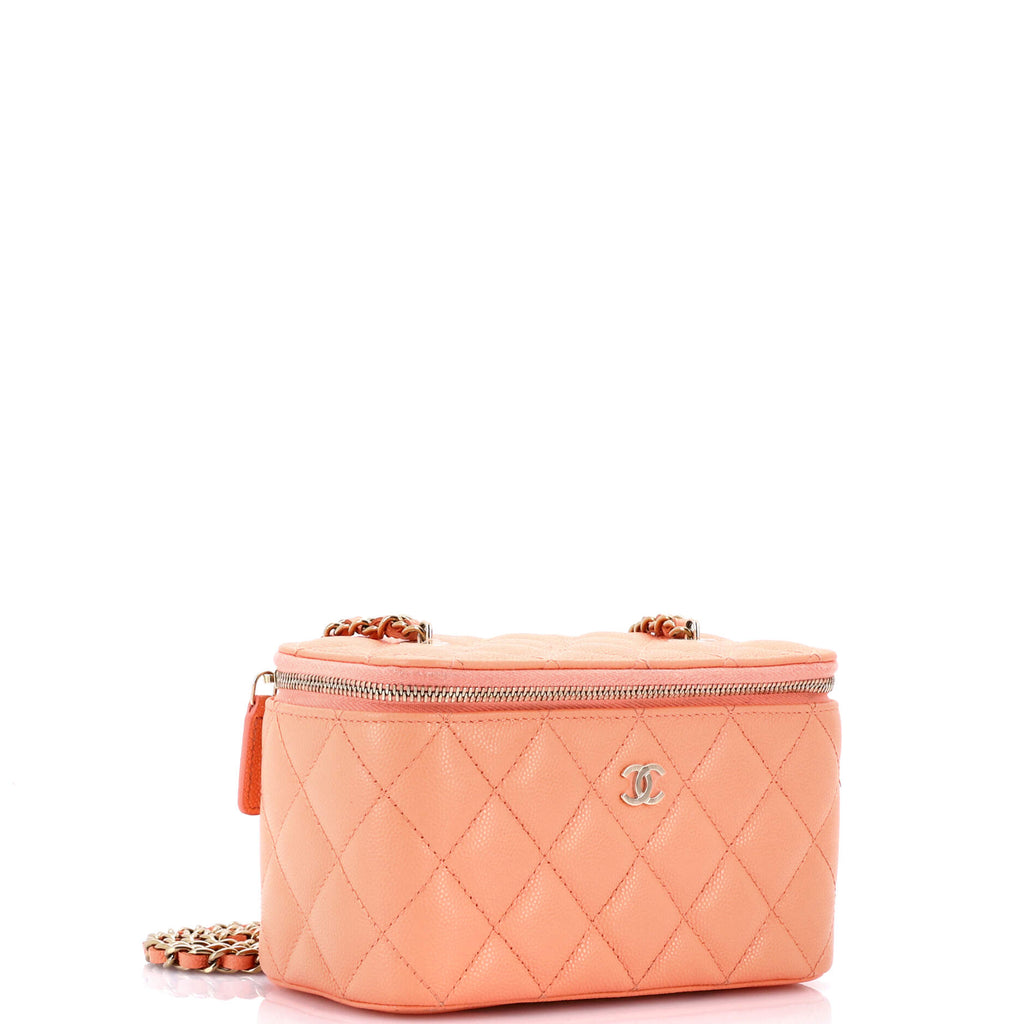 Chanel Classic Vanity Case with Chain Quilted Caviar Small