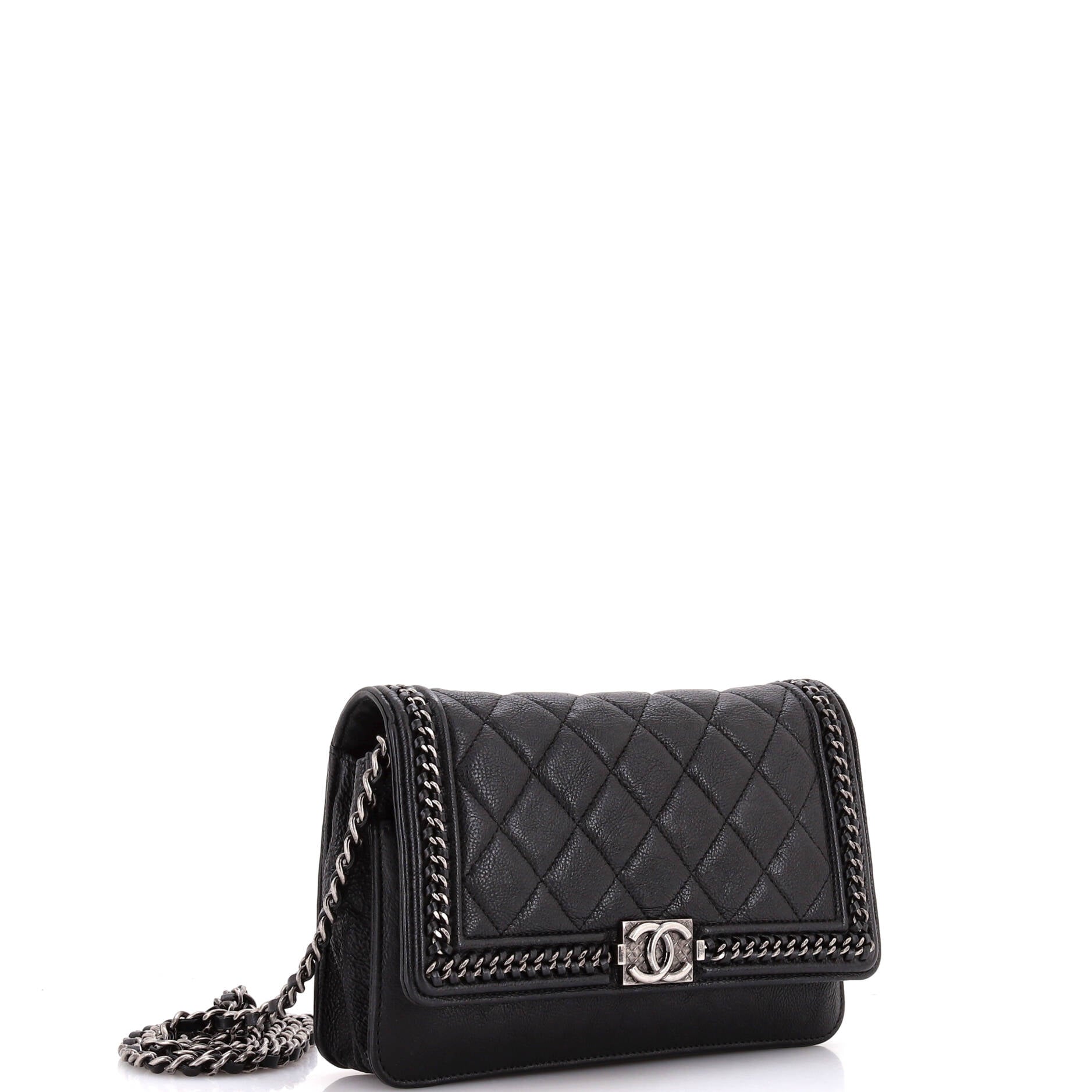 Chanel Chain Around Boy Wallet on Chain Quilted Aged Calfskin with Chain Detail