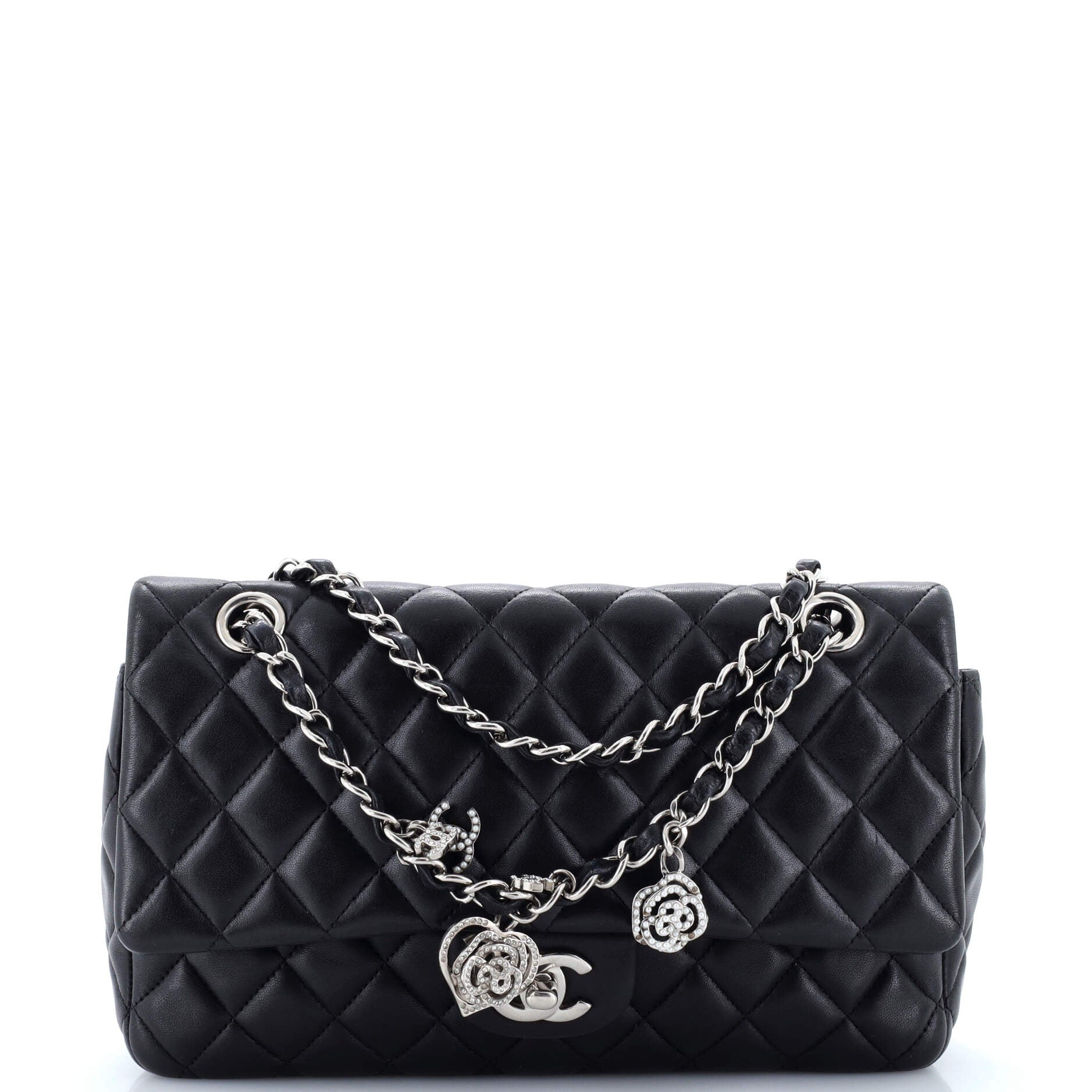 Chanel Valentine Crystal Hearts Flap Bag Quilted Lambskin Medium