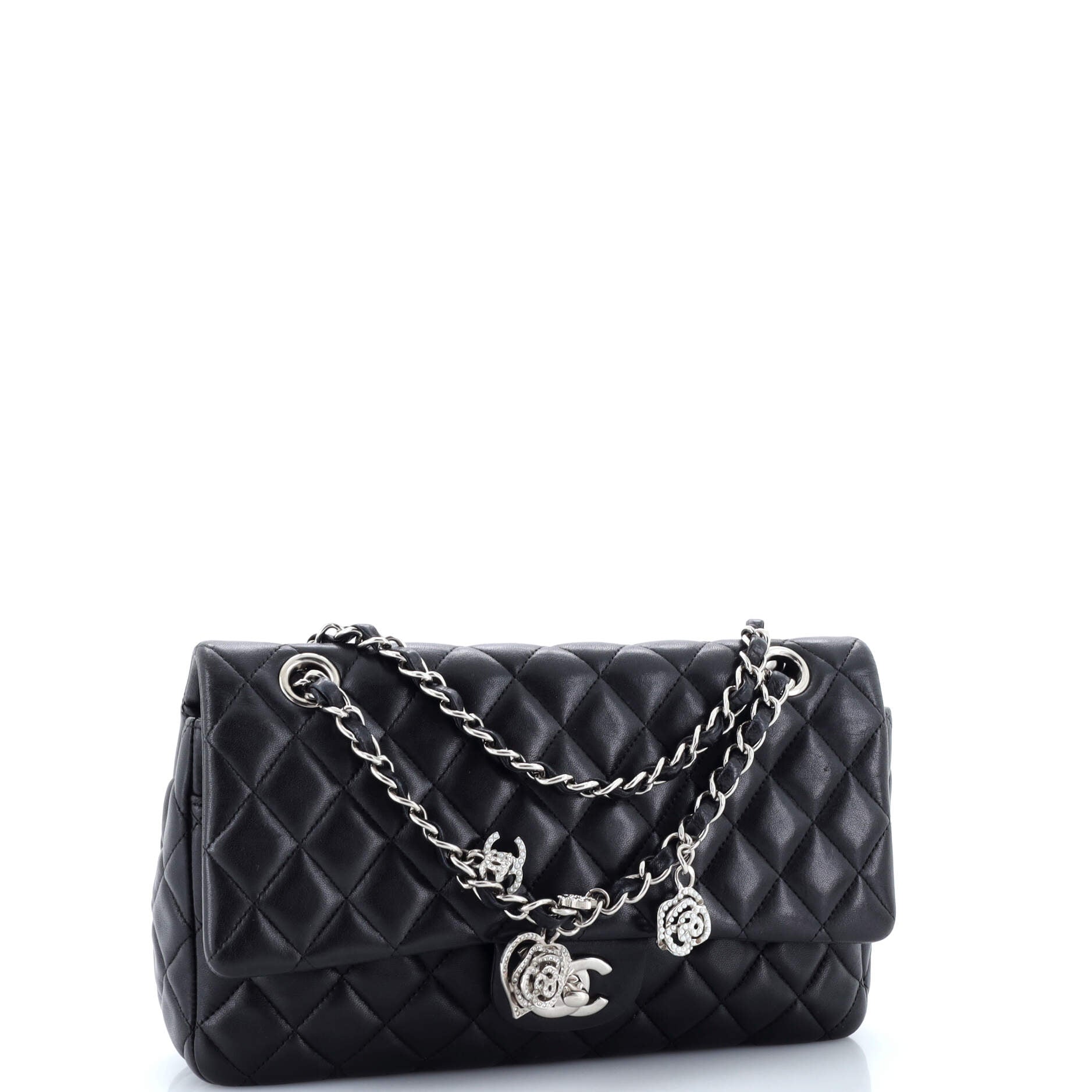 Chanel Valentine Crystal Hearts Flap Bag Quilted Lambskin Medium