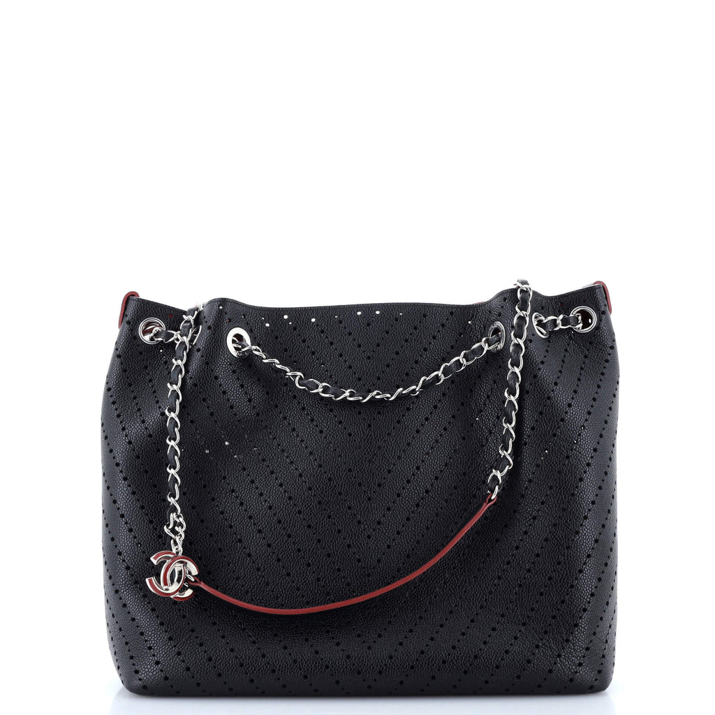 Chanel Accordion Shopping Tote Perforated Caviar Medium