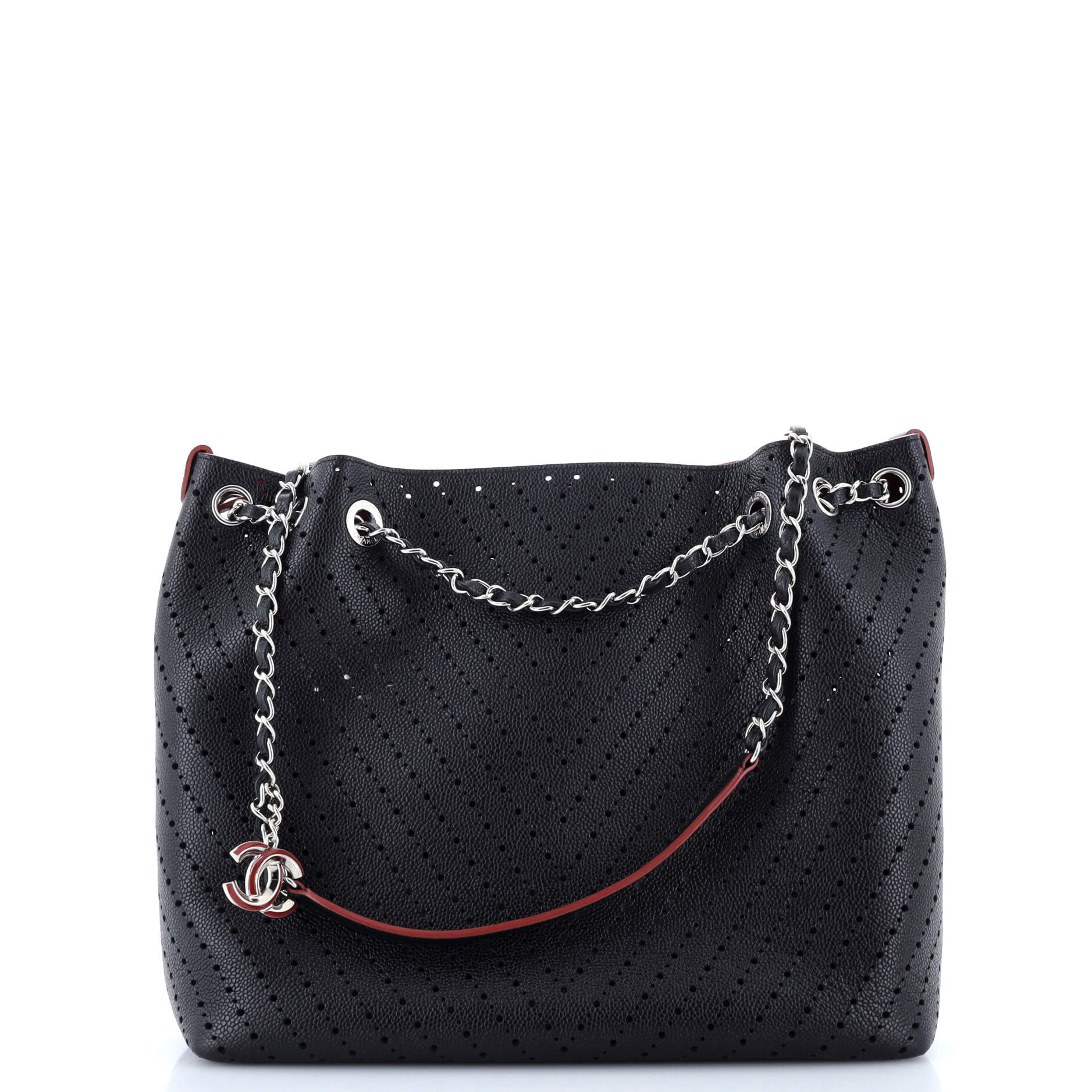 Chanel Accordion Shopping Tote Perforated Caviar Medium