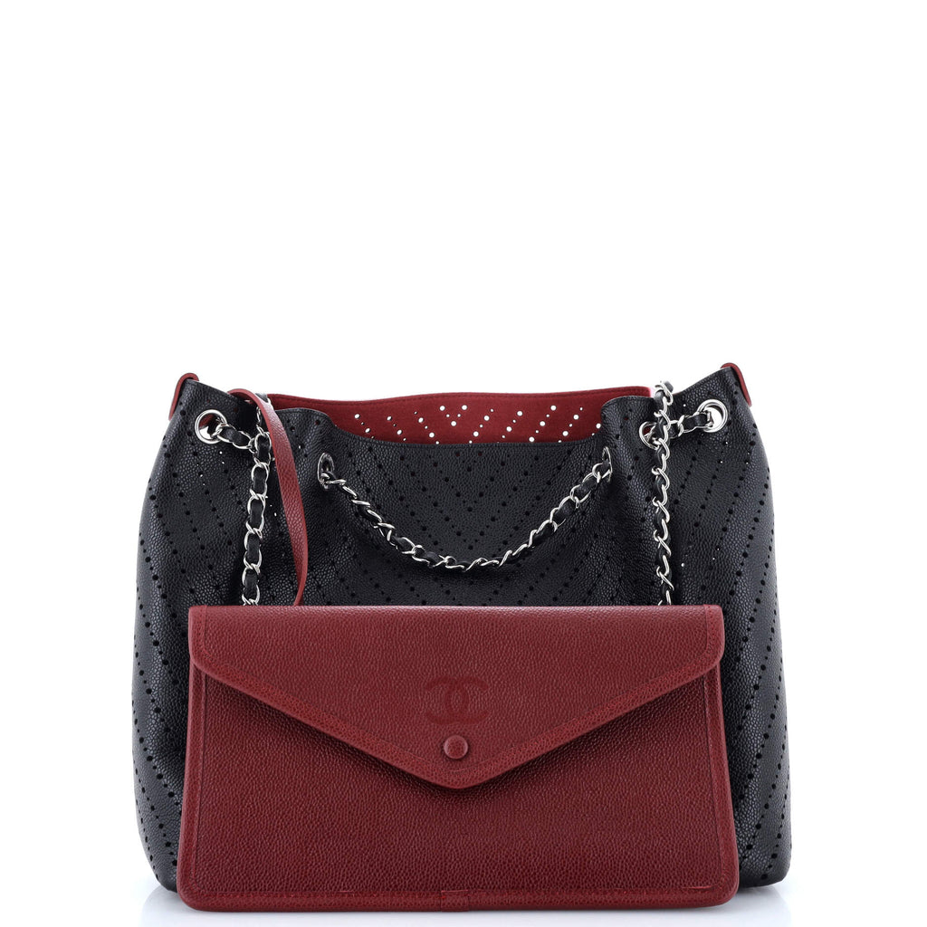 Chanel Accordion Shopping Tote Perforated Caviar Medium