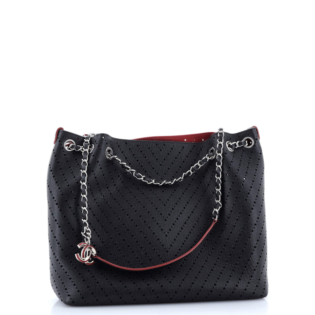 Chanel Accordion Shopping Tote Perforated Caviar Medium