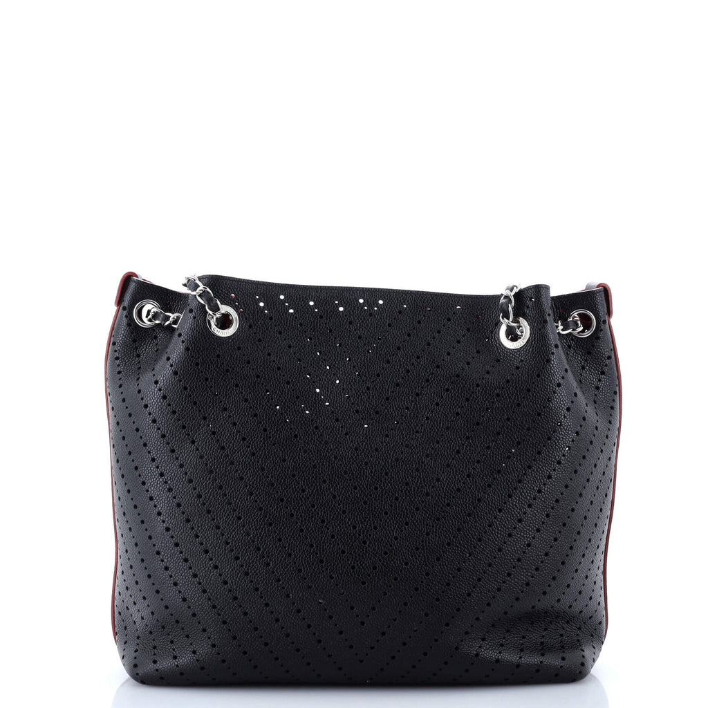 Chanel Accordion Shopping Tote Perforated Caviar Medium