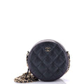 Chanel Round Clutch with Chain Quilted Iridescent Caviar Mini